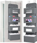 MAX Houser 4-Shelf Over The Door Hanging Organizer with 2 Metal Hooks,4 Pocket Over The Door Wall Mount Storage with Clear Windows for Baby Nursery Bathroom Closet,Bedroom,Dorm,Diapers,Kids Toys(Gray)