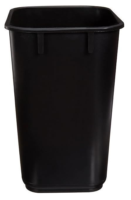 Amazon Basics Small Trash Can, Rectangular Commercial Office Wastebasket, 3 Gallon (Pack Of 6), Black (Previously AmazonCommercial brand)