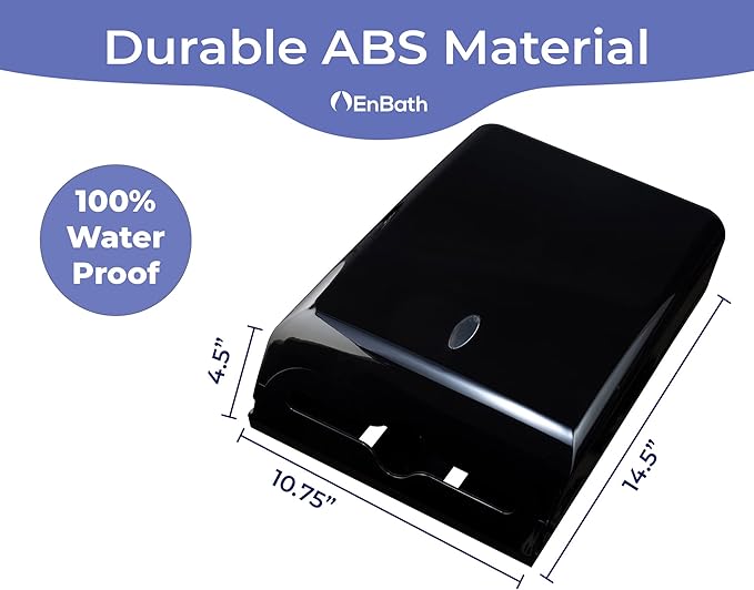 Commercial Paper Towel Dispenser Wall Mount, Holds 500 Multifold, Trifold, Z Fold, C Fold Hand Towels for Bathroom/Restroom, Office, Shop, or Home (Black)