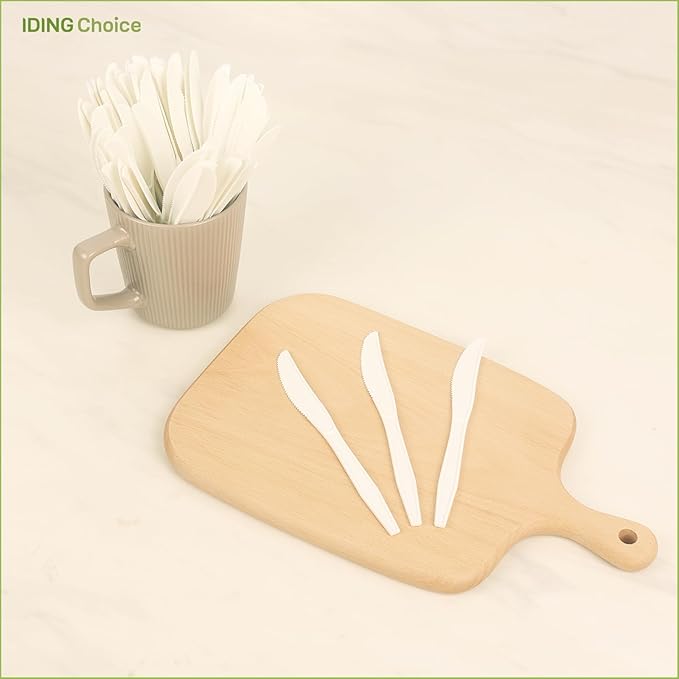 heavy duty 200 knives, 100% Compostable disposable utensils, Eco Friendly Silverware for Party, Wedding, Office, BBQ, Picnic