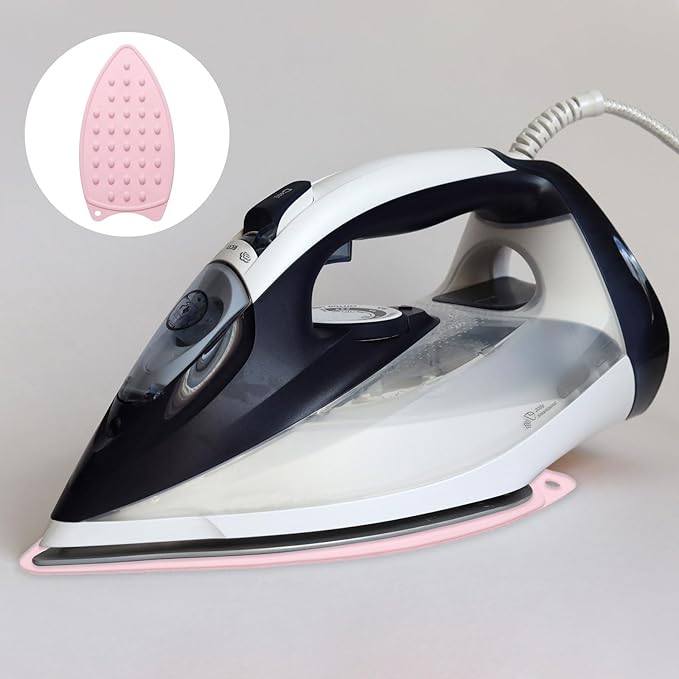 HARFINGTON 2pcs Silicone Iron Rest Pad, Multipurpose Iron Hot Resistant Mat Iron Rest Plate for Ironing Board Hot Heat Resistant Steam Compact Mat, Pale Pink