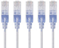 Monoprice Cat6A 50ft White 5-Pk Patch Cable UTP 30AWG 10G Pure Bare Copper Snagless RJ45 SlimRun Series Ethernet Cable