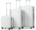 Hanke Hard Shell Luggage Sets 3 Pieces, Carry On and Checked Luggage Sets with Spinner Wheels, Durable PC Hardside Rolling Suitcase for Travel (16/24/28 Inch,Smoke White)