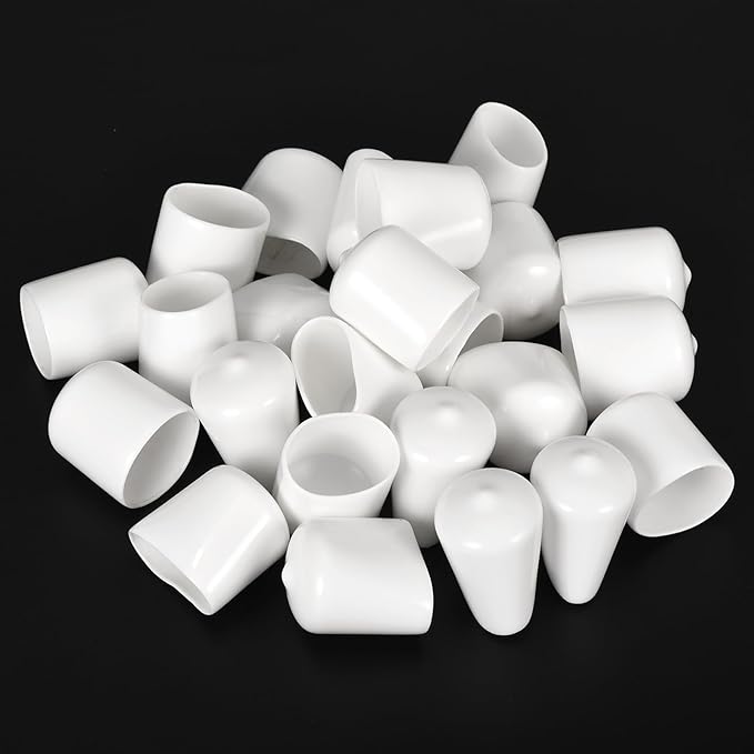 uxcell 20pcs Rubber End Caps 24mm ID Vinyl Round End Cap Cover Screw Thread Protectors White