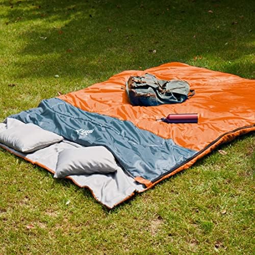 oaskys Double Sleeping Bag for Adults with 2 Pillows - Queen Size XL Waterproof Sleeping Bag for All Season Camping Hiking Backpacking 2 Person Sleeping Bags for Cold Weather & Warm
