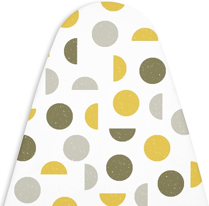 Encasa XO Ironing Board Cover and Pad 54"x15" - Thick 3mm Felt Padding, Drawstring Tightening & Lock, Easy Fit, Scorch & Stain Resistant, Fits Standard Large Ironing Board - Yellow Moon
