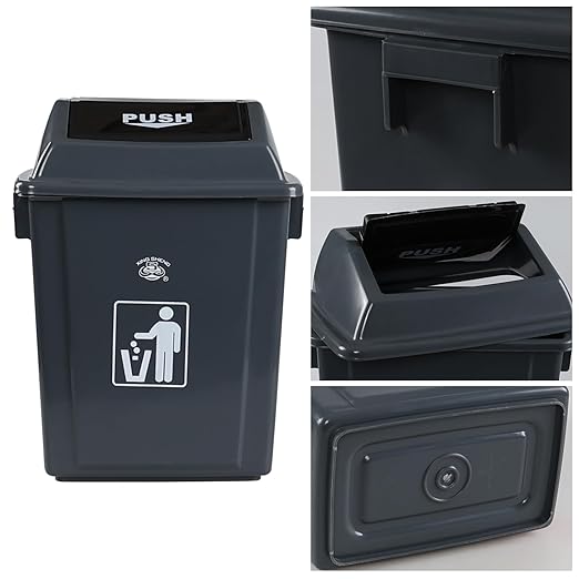 4 Packs 6 Gallon Small Garbage Bin with Lid, Plastic Kitchen Waste Bin, Grey