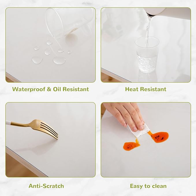 34 x 60 Inch Clear Table Cover Protector, Clear Table Protector for Dining Room Table, 1.5mm Plastic Table Cover, Waterproof Table Pad for Kitchen, Office