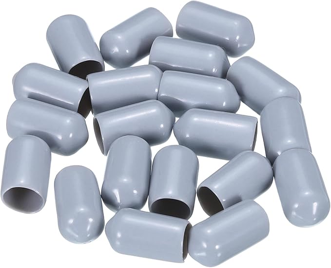 uxcell 20pcs Rubber End Caps 8mm(5/16") ID Vinyl PVC Round Tube Bolt Cap Cover Screw Thread Protectors Grey