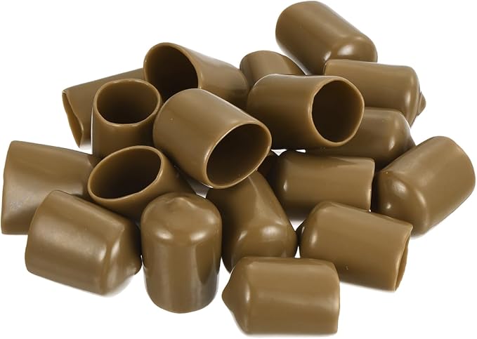 uxcell 20pcs Rubber End Caps 15mm(5/8") ID Vinyl PVC Round Tube Bolt Cap Cover Screw Thread Protectors Light Brown
