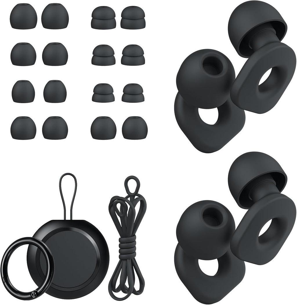 2 Pairs of Ear Plugs for Sleeping,Reusable Hearing Protection Earplugs with 8 Pairs Ear Tips & One Connector Cord,Soft Ear Plugs for Noise Reduction,Concert,Musician & Work - 25dB-30dB