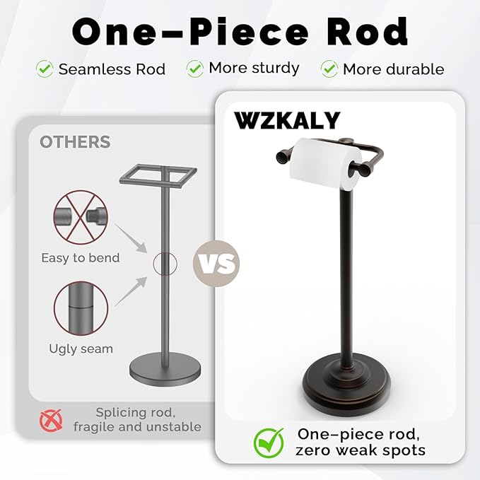 Toilet Paper Holder Stand, Oil Rubbed Bronze Toilet Paper Holder Free Standing, Post Pivoting Design & Stable Weighted Base SUS304 Stainless Steel for Bathroom（Mega Roll）