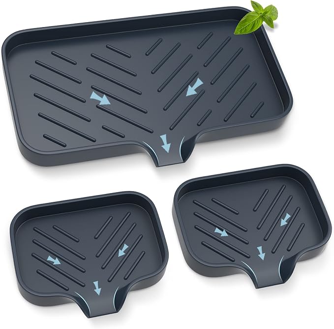 Kitchen Soap Tray,Kitchen Sink Tray Sponge Tray Kitchen Sponge Holder Self Draining Premium Silicone Soap Holder for Bathroom Kitchen Counter Sink Caddy Organizer for Dish Soap Bottle,Soap Dispenser