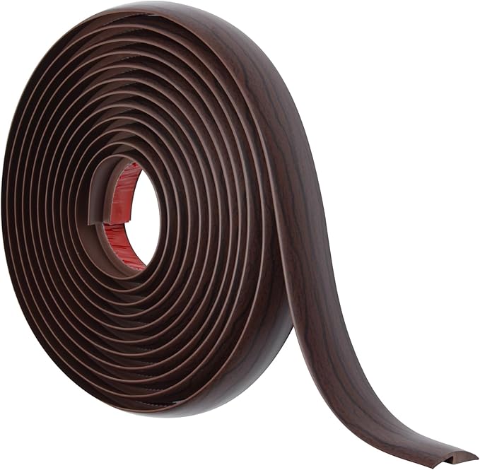 Floor Transition Strip Self Adhesive Carpet & Flooring Transitions Edging Trim Strip PVC Threshold Transitions Suitable for Threshold Height Less Than 5mm (20Ft, Black Walnut)