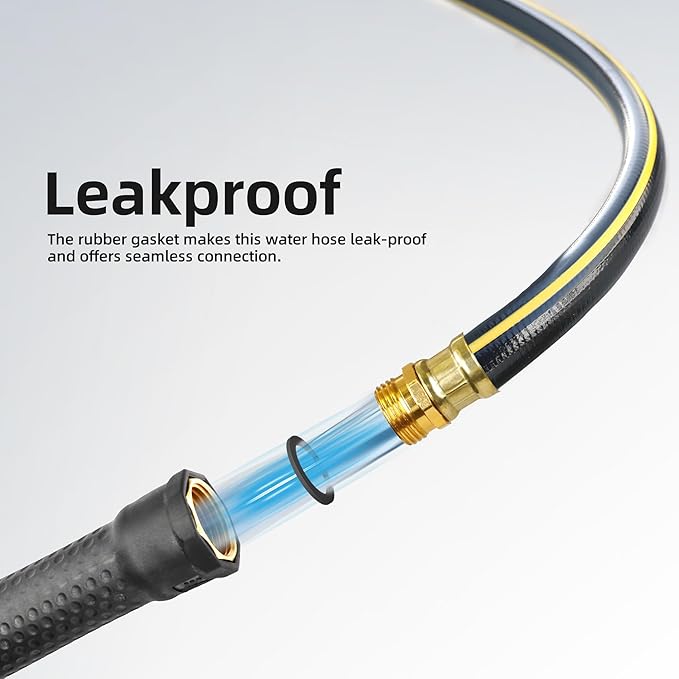 Solution4Patio Short Leader Garden Hose 3/4 in. x 10 ft. -Heavy Duty Durable Flexible Lightweight Water Pipe -Brass Aluminum Ends for Household & Commercial -Kink Free, Leakproof, Male/Female Fittings