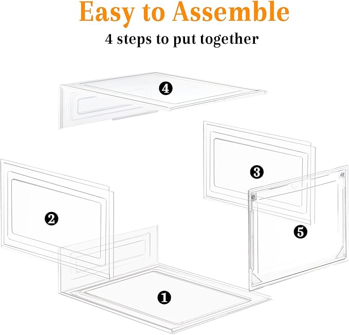 8 Pack Shoes Box Display Case Thicken Shoe Organizer Stackable Boxes for Closet Space-Saving Shoe Rack, Size 13 Clear