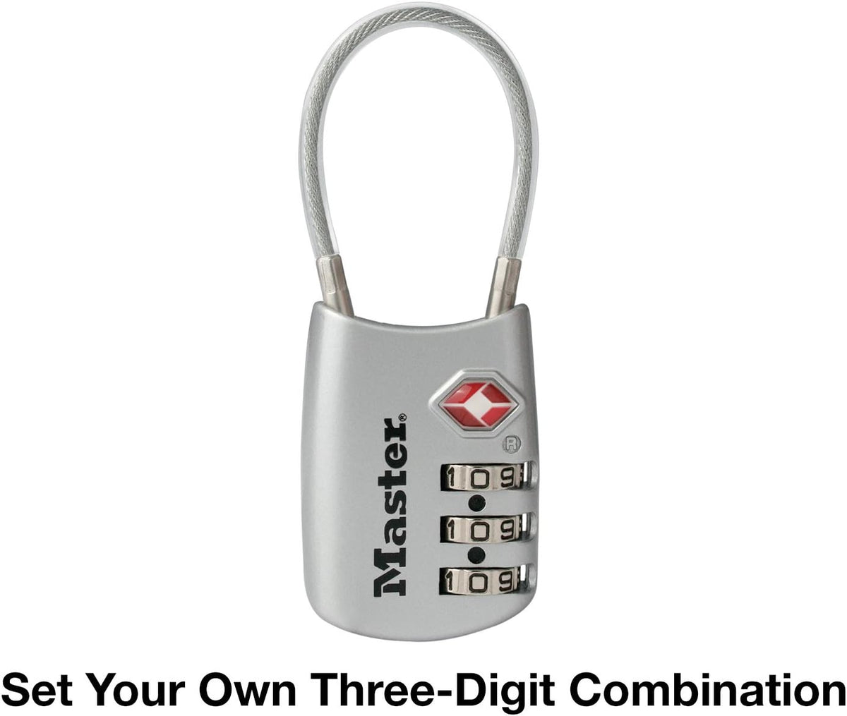 Master Lock 4688D Set Your Own Combination TSA Approved Luggage Lock, 1 Pack, Silver