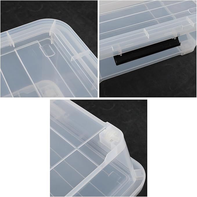 4 Packs Under Bed Storage Containers with Clear Lid, Large Stackable Plastic Latching Bins with Rolling Wheels, 40 Quart