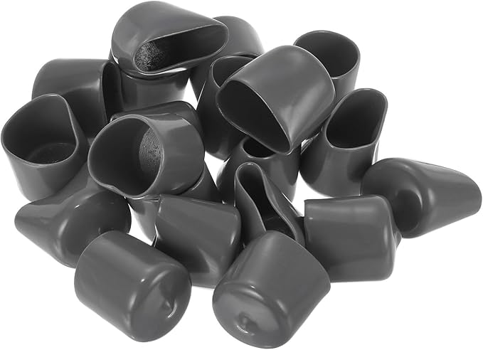 uxcell 20pcs Rubber End Caps 25mm(1") ID Vinyl PVC Round Tube Bolt Cap Cover Screw Thread Protectors Dark Grey
