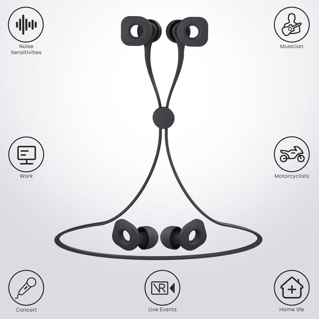 2 Pairs of Ear Plugs for Sleeping,Reusable Hearing Protection Earplugs with 8 Pairs Ear Tips & One Connector Cord,Soft Ear Plugs for Noise Reduction,Concert,Musician & Work - 25dB-30dB