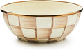 MACKENZIE-CHILDS Enamel Everyday Bowl, Serving Bowl for Entertaining, Extra Small, Brown-and-White Mocha Check