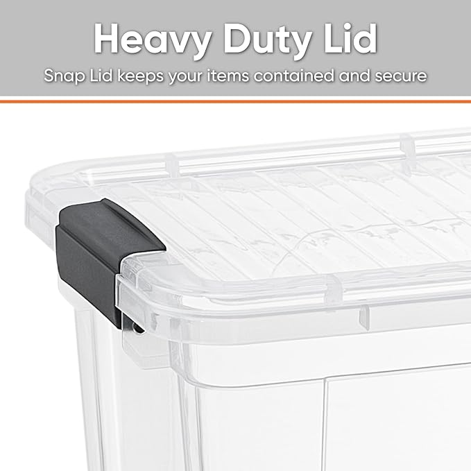 Superio Clear Storage Boxes with Lids, 26.5 Quart Plastic Container Bins for Organizing, Stackable Crates, BPA Free, Non Toxic, Odor Free, Organizers for Home, Office, School, and Dorm