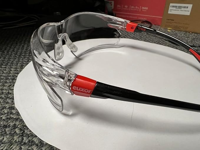 Red Frame (New) Safety Glasses Goggles for Eye Protection with Clear Anti Fog Scratch Resistant shattered Proof, Best Safety Glasses of ANSI Z87 & EN 166 with Carrying Case (1 Piece).