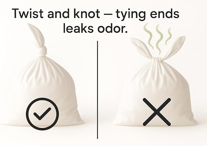 BOS Odor-Sealing Kitchen, Home & Food Small Trash Bags for Waste- Disposable Bags - Scent & Smell Free (90 Bags) [Size S, Color White] ★Brand-new packaging!