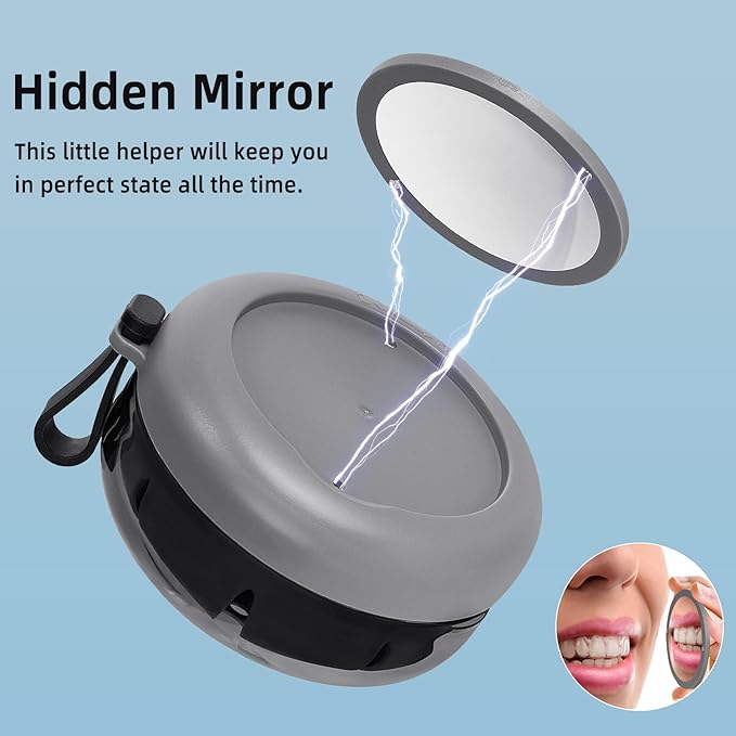 Leak Proof Denture Cup Kit Portable Retainer Case Perfect for Travel, Denture Case Container Cleaning Care for Dentures Aligner Mouth Guard with Denture Brush,Strainer, Removal Tool and Mirror