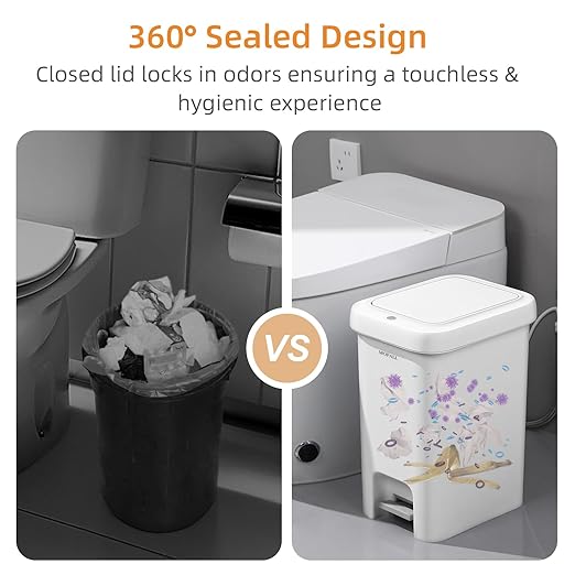 MOPALL Trash Can with Lid, Kitchen Step Trash Can, Garbage Can with Press Top Lid & Foot Pedal, Trash Bin Garbage Bin Waste Bin Waste Basket for Bathroom|Kitchen|Bedroom|Living Room|Office, 5.7 Gallon