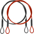 3.3mm (1/8 Inch) Outdoor Travel Stainless Steel Security Cable-3ft Luggage Lock Safety Wire Flexible Steel Wire Rope with Double Loop Safety for Luggage, Bike, Lock (Balck+Red, 3ft-(2Pack)