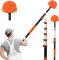 30FT Reach Cobweb Duster with Extension Pole, High Ceiling Long Duster with 5-24FT Telescoping Pole, Spider Web Brush for Indoor Outdoor Use