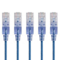 Monoprice Cat6A 25ft Blue 5-Pk Patch Cable UTP 30AWG 10G Pure Bare Copper Snagless RJ45 SlimRun Series Ethernet Cable