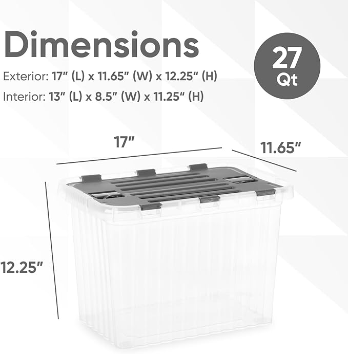 Superio 26 L Deep Storage Container with Hinged Lid (4 Pack)