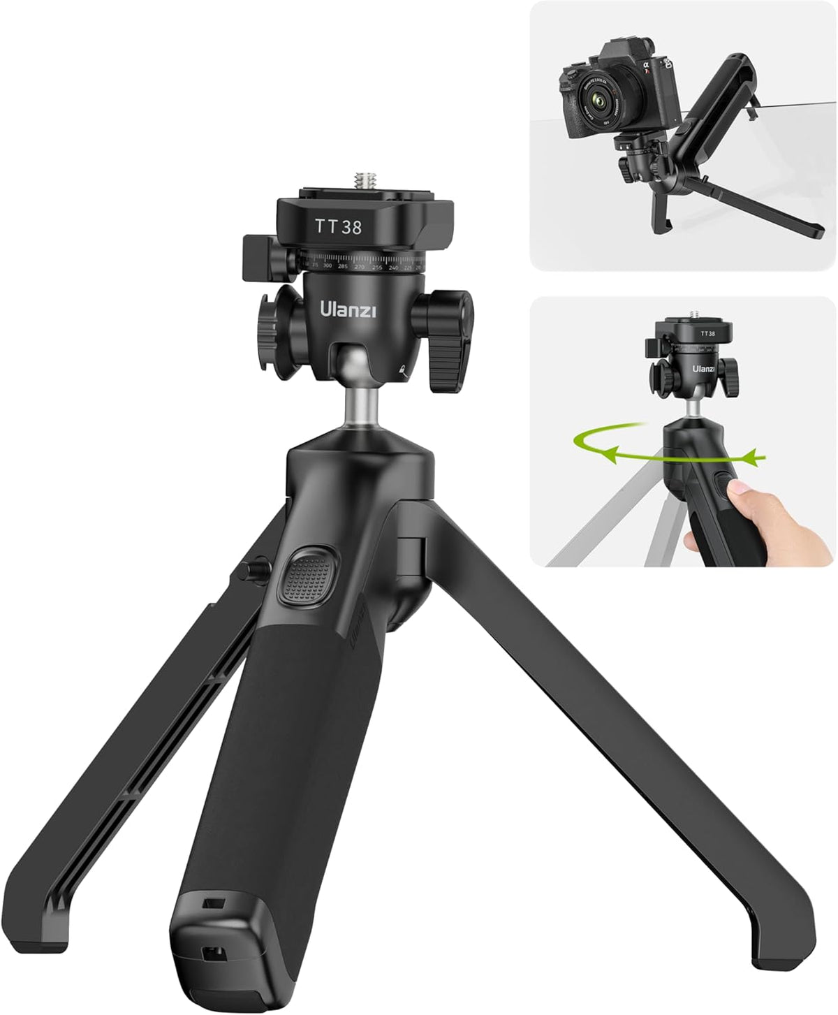 ULANZI TT38 Mini Tripod for Camera, One-Click Open Tabletop Camera Tripod Small Portable Stand with Uka F38 Quick Release, Travel Stand Compatible with DJI OSMO Pocket 3/OSMO 360/Insta360 x5/Sony