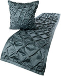 The HomeCentric Designer Blue Full 68 x 18 inch Bed Runner with 2 Pillow Cover Set, Satin Pintucks Bed Scarf, Solid Color Modern - Satin Nights