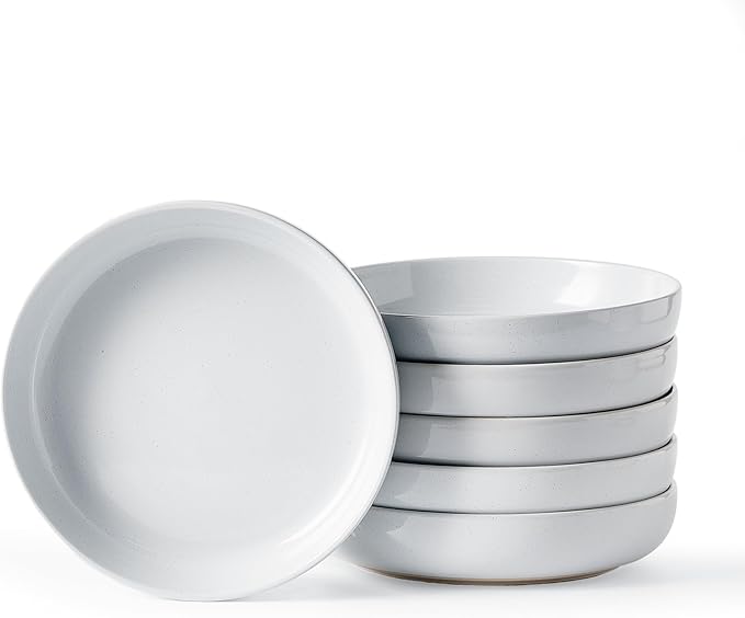 famiware Milkyway 33 oz Bowl Set, Pasta Bowls Set of 6, Salad Bowls Perfect for Your Friend for Housewarming, Thanksgiving, Christmas, Light Gray
