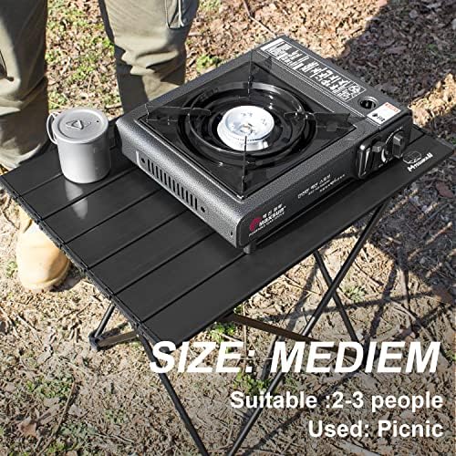 MSSOHKAN Camping Table Folding Portable Camp Side Table Aluminum Lightweight Carry Bag Beach Outdoor Hiking Picnics BBQ Cooking Dining Kitchen Black Medium