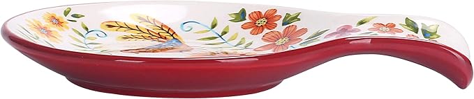 Bico Red Spring Bird Spoon Rest for Stove Top, Ceramic Spoon Holder for Kitchen Counter, Easy to Clean Coffee Spoon Rest Dishwasher Safe, Kitchen Cooking Utensil Rest for Ladles Spatula