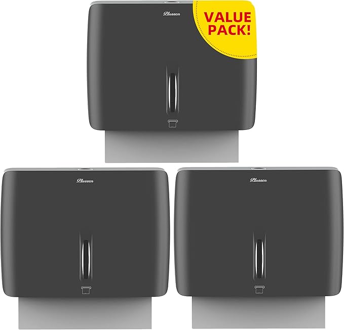 Trifold Paper Towel Dispenser Black Pearl Premium Grade 10⅞” Length X 8¼” High X 3¾” High for Traffic Areas(Pack of 3)