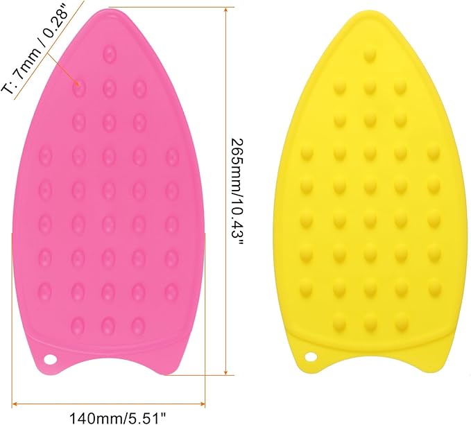 HARFINGTON 2pcs Silicone Iron Rest Pad, Multipurpose Iron Hot Resistant Mat Iron Rest Plate for Ironing Board Hot Heat Resistant Steam Compact Mat, Fuchsia/Yellow