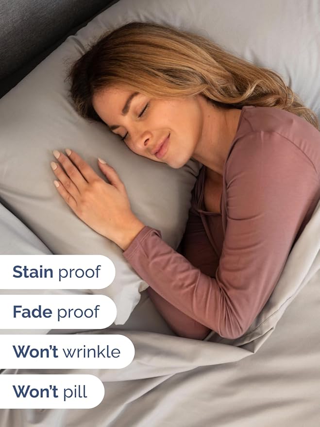 Extra Deep Pocket Twin Sheets - 3 Piece Breathable & Cooling Bed Sheets - Hotel Luxury Bed Sheet Set - Soft, Wrinkle Free & Comfy - Easily Fits Extra Deep Mattresses - Deep Pocket Light Grey Sheets