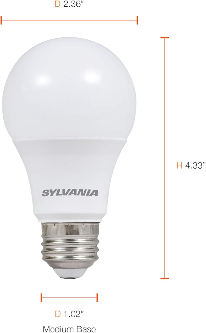 LEDVANCE Sylvania LED A19 Light Bulb, 60W Equivalent, Efficient 8.5W, 10 Year, 2700K, 800 Lumens, Frosted, Soft White (74765), Packaging May Vary (Pack of 1, 24 Count Total)