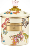 MACKENZIE-CHILDS Butterfly Garden Enamel Canister, Pretty Kitchen Storage Container with Lid, Small