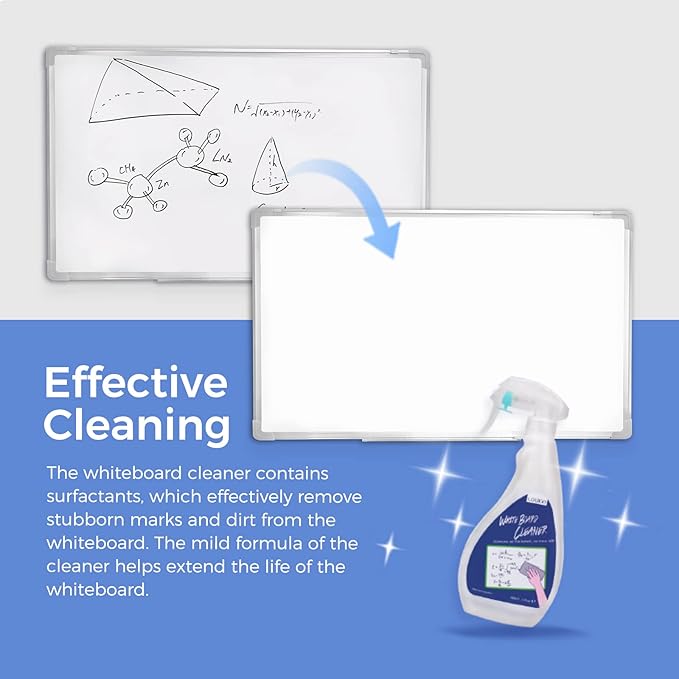 loukin Non-Toxic Whiteboard Cleaner, 17 fl oz Dry Erase Board Cleaner, Low-Odor Whiteboard Cleaning Spray with Cloths, Removes Stubborn Marks from Whiteboards, Chalkboard (6-Pack)