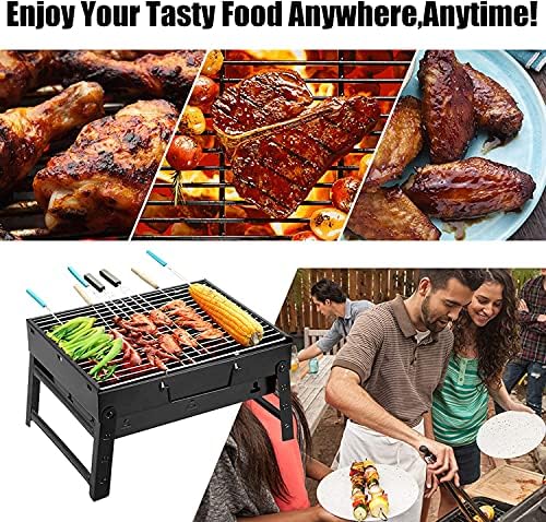 Portable Folding Charcoal BBQ Grill, Stainless Steel Tabletop