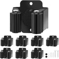 Broom Holder Wall Mount, 7PCS Broom Hanger Wall Mount, Stainless Steel Heavy Duty Mop Holder Broom Mop Hanger Wall with Screws, Garden Outdoor Tool Organizer Rack Broom Hanger (Black)