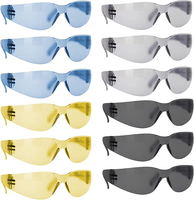 BISON LIFE Safety Glasses - Scratch Resistant Wrap Around Eyewear, Polycarbonate ANSI Z87.1 Impact Resistant Lens