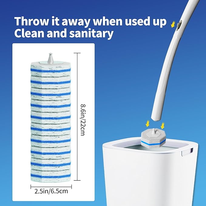 100pc Bulk Toilet Wand Refills - Disposable Toilet Brush Replacement Heads, Value Pack for Household Cleaning Bathroom cleaners Compatible Heads,washroom mats Brush Cleaning System,Clean Refill Pads.