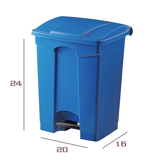 PRO&Family Step-On Trash Can with Lid, Plastic Waste Bin, Foot Pedal Operation (Blue, 18 Gallon)